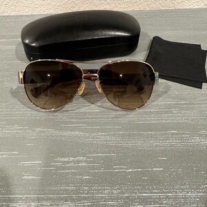 Gold and Brown Coach Aviator Sunglasses